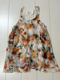 花柄レースノースリーブチュニック M