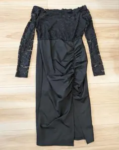 【SHEIN】キャバドレス S US4 オフショルダー レース袖 黒