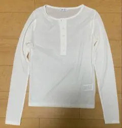 レディース　シアートップス　シアーシャツ　長袖　Mサイズ　オフホワイト