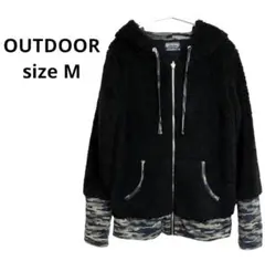 OUTDOOR アウトドア メンズ パーカー M ボア ブラック 秋冬