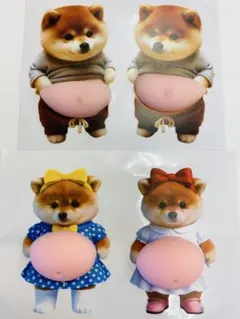 3D立体柴犬お腹ぷにぷにシール 可愛い スクイーズ もっちり 肉球 女子&男子