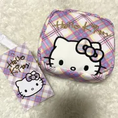 新品未開封　サンリオ　ハローキティ　50周年　ドレスタータン　ポーチ　チェック