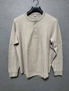 UNIQLO ワッフルヘンリーネックTシャツ/長袖 ベージュ