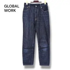 GLOBAL WORK スリム テーパードパンツ デニム 後ゴム 濃紺 M