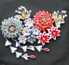 ハンドメイド 花モチーフ 髪飾り８点セット