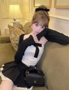 新品・未開封♡Darich♡ニットボレロリボンベアトップス WHT - メルカリ