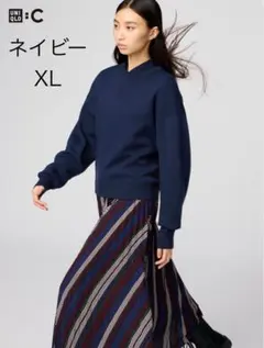 UNIQLO ユニクロ スムースコットンクルーネックセーター ネイビーXL