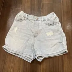 UNIQLO 半ズボン 130サイズ ライトブルー ダメージ加工