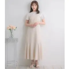 レトロガール キャミワンピ　マーメイド　フレア　アイボリー　ベージュ　白系