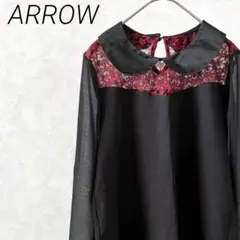 ARROW ブラウス 長袖 襟付き シースルー 透け感 星柄 スター 薄手のサムネイル