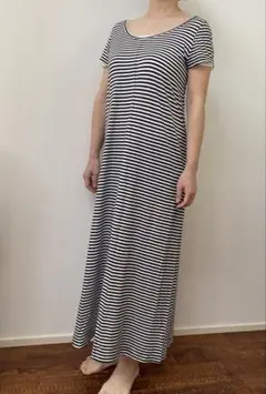 【未使用品】ボーダーカットソー半袖 ロングワンピース