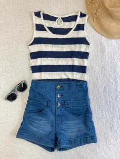 セット売り BAPYタンクトップ＋GUデニムショートパンツ
