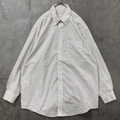ブルックスブラザーズ 長袖シャツ 白 チェック柄 ボタンダウン【7466】