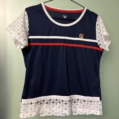FILA ネイビー レース Tシャツ　XLサイズ