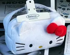 可愛いキティのマルチポーチ❤️滑らかフリース素材キティ柄の布地コスメや文具ケース