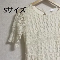 アイボリー レース 半袖 ミニワンピース