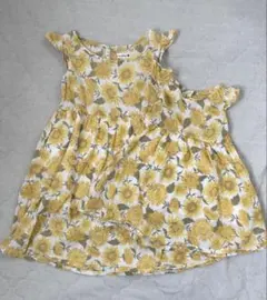 branshes ひまわり柄ワンピース ペア　おそろい　110cm 80cm