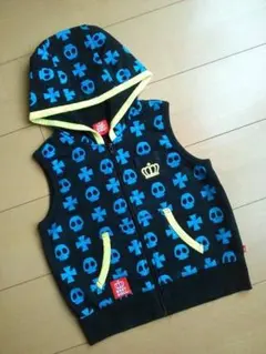 中古ドクロ総柄ベスト110黒ベビドBABYDOLLベビードール