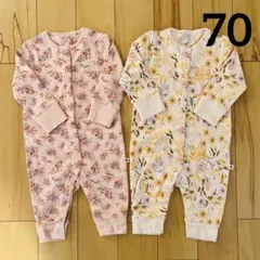 【☆新品☆】70 ピンク　クリーム　ロンパース2枚セット