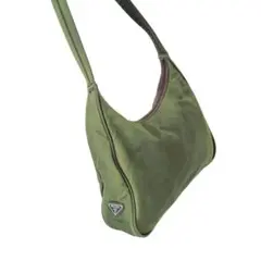 PRADA プラダ ナイロン ショルダーバッグ 三角ロゴ グリーン カーキ