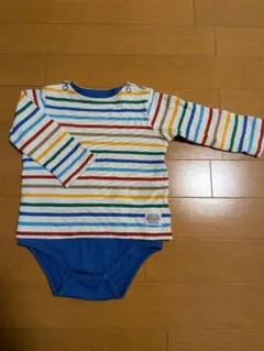 【美品】ミキハウス ロンパース マルチボーダー 80