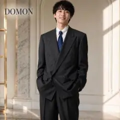 90s DOMON スーツ ダブルセットアップ S グレーストライプ レトロのサムネイル