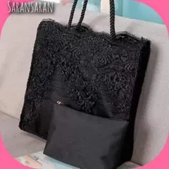 冬物 フラワーレース♡フェミニン トートバッグ ロープハンドル 大 上品 結婚式