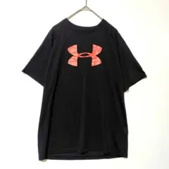 アンダーアーマー Tシャツ ロゴ クルーネック YXL 黒 赤 スポーツ