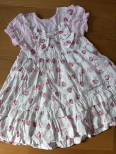 クーラクール　いちご柄リボン付きワンピース　95
