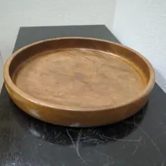 未使用】栃 くり抜き盆 直径約30cm 天然木 漆塗り 菓子盆【説明文必読