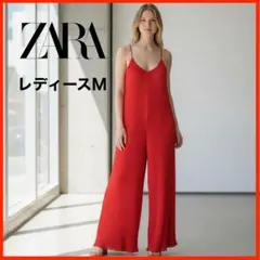 A4549★美品★ZARA*サロペット*プリーツ*M*レッド
