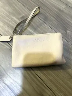 コーチ ベージュ レザー ポーチ