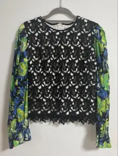 【ほぼ未着用MSGM 】レース花柄 ブラウス 袖口ゴム 9号11号40サイズのサムネイル