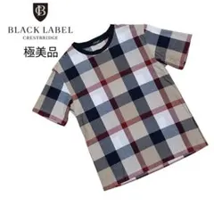 【美品】ブラックレーベルクレストブリッジ Tシャツ チェック ベージュ系 M