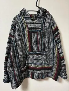 美品 サンディ パーカー フード付 袖裾リブ ボーダー ストライプ L 