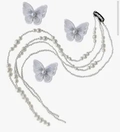 蝶のモチーフ ヘアクリップ 髪飾り ヘアアクセ イベント 撮影