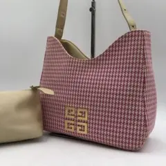 【美品】ジバンシィ ワンショルダーバッグ ピンク 千鳥柄 ロゴ金具 ポーチ付のサムネイル