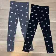 レギンス2点セット グレー・黒 水玉・虹柄