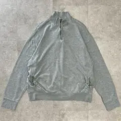 90s POLO ハーフジップ　スウェット　レーヨン混　グレー　ビンテージ