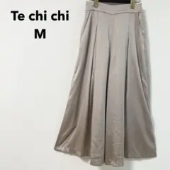 Te chichi ワイドパンツ ガウチョ タック 光沢 とろみ グレージュ