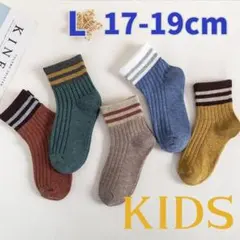【アン様専用】キッズ靴下 17-19cm Lストライプ 5色 子供用 ソックス