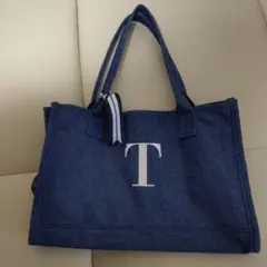 デニムトートバッグ T字型ロゴのサムネイル