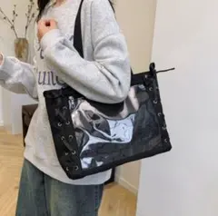 【SALE】推し活 痛バッグ 痛バ トートバッグ リボン ブラック 黒 大容量