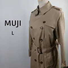 無印良品　MUJI　撥水　トレンチコート　綿混　ベージュ　L　インナー着脱