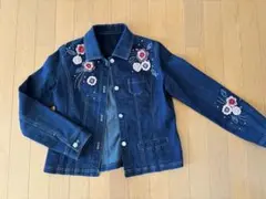お花の刺繍が可愛いGジャン♡インディゴブルー　Lサイズ