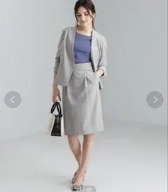 green label relaxing スカート スーツ セットアップ グレー