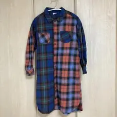 【美品】BREEZE チェック柄 長袖シャツワンピース 140