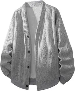 カーディガン メンズ 秋 無地 ⅴネック カジュアル L