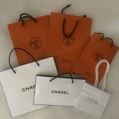 HERMES CHANEL DIOR ショップ袋 6点セット