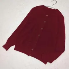 レディース カーディガン　レッド系　春服　無地　ボタンポイント きれいめ